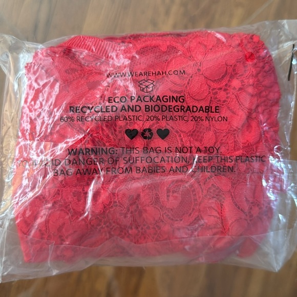 NWT $78 HAH Comin' In HAHt Lace Bodysuit Lingerie Siren Red Plunge V-Neck XS - Picture 6 of 6